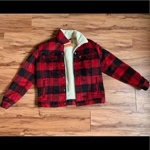 Levi’s Sherpa Buffalo Print Button Coat